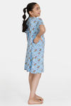 Zivame Girls Summer Treat Knit Cotton Knee Length Nightdress - Blue Bell — thumbnail 2